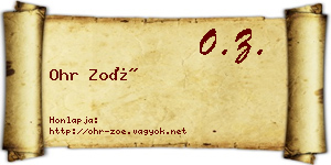 Ohr Zoé névjegykártya
